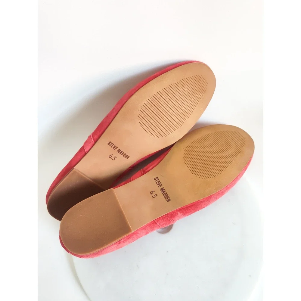 New Steve Madden Flats 6.5 Mary Jane Red Suede Dreaming Buckle Strap Academia